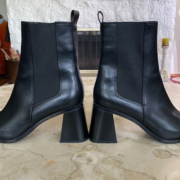 Zara Vegan Leather Ankle Boots Pointed Toe - Picture 7 of 13